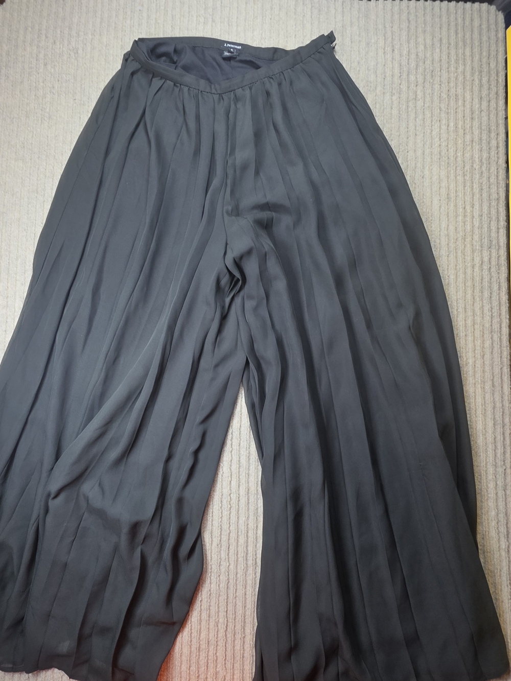 Black Palazzo Pleated Pants J Peterman Lined Wide Leg  Flowy Elegant Women's 8